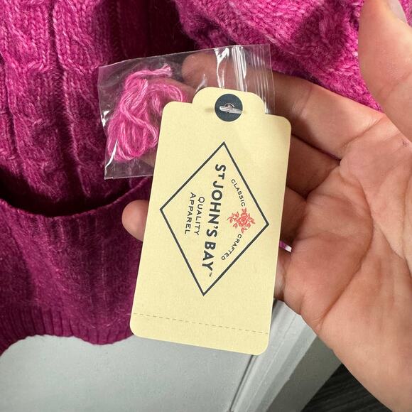 St John’s Bay acrylic soft pink mock neck sweater with pockets - Picture 6 of 8